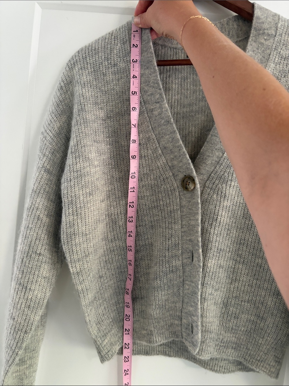 J. Crew Heathered Light Beige V-Neck Button Cardigan - Picture 4 of 4